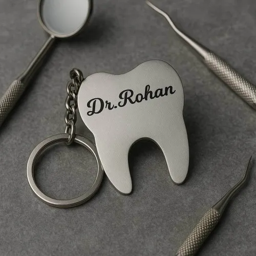Personalized Dentist Tooth Shape Keychain