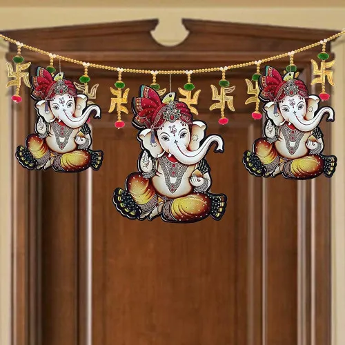 Paper Hanging Ganesh ji Diwali Décor Set of 10 Pcs