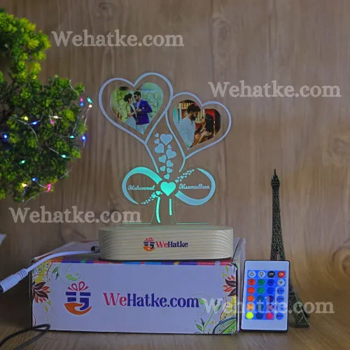 Customized Dual heart photo frame for couple or family