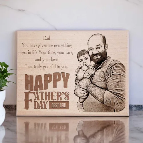Happy Father’s Day Engraved Wooden Photo Frame