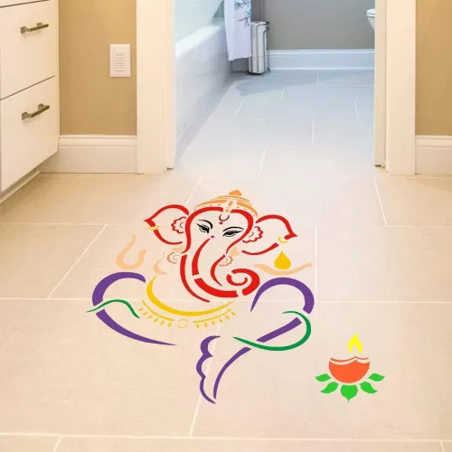 Ganesha Diya Rangoli Stencils for Diwali Decoration
