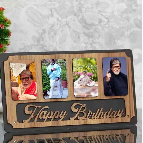Personalized Wooden “Happy Birthday” Photo Frame for Dad