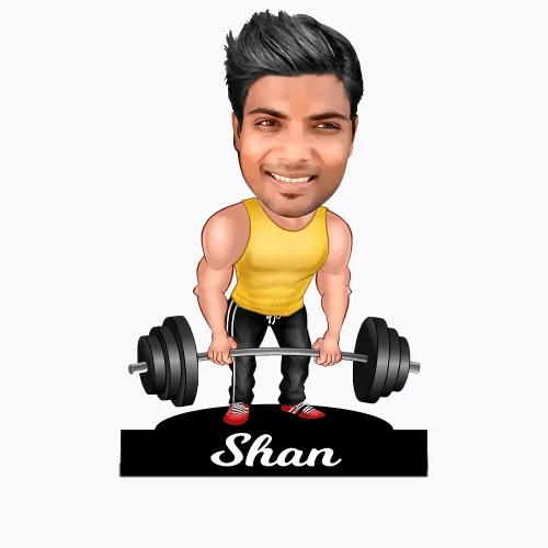 Customized Body Builder Caricature With Name And Photo