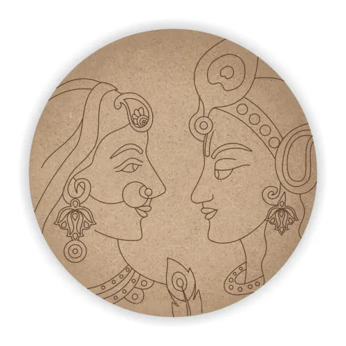 MDF Pre Marked Radhe Krishna Round