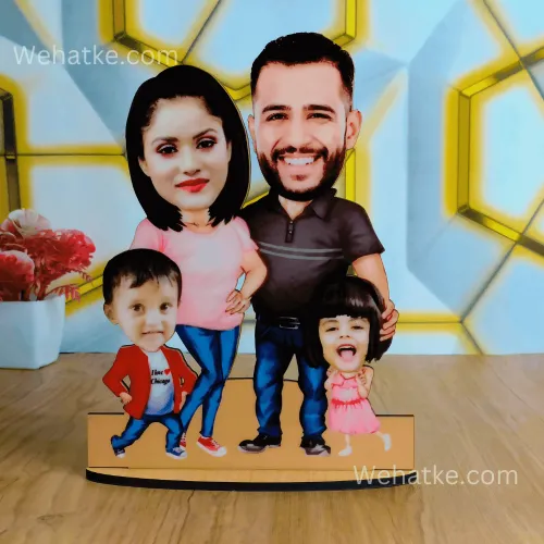 customized family caricature for 4 persons