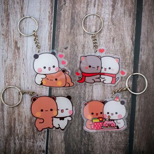 Cute Couple Bubu Dubu Keychain Combo of 4
