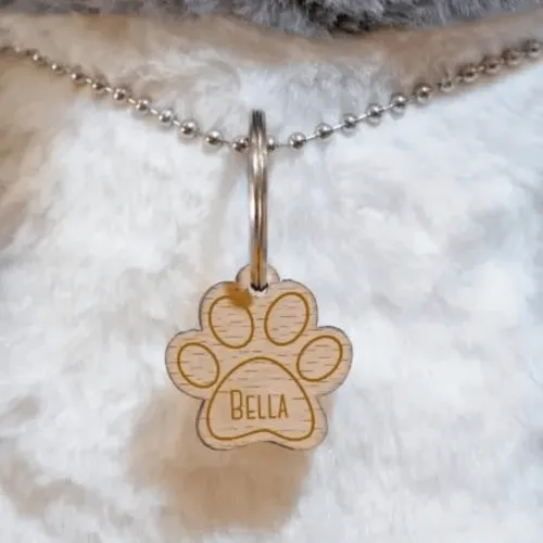 Engraved Paw Shaped Pet Tag