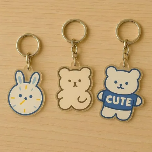 Cartoon Bunny & Bear Keychain Combo