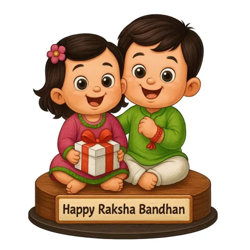 Cute Raksha Bandhan Caricature for Kids