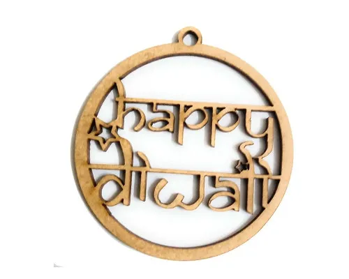Wooden Cutout Happy Diwali Tags