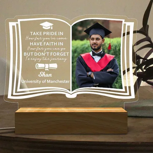 Graduation Book Lamp With Name & Photo
