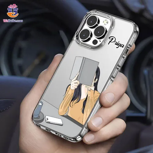 Customized Back Case For Girl With Book And Phone