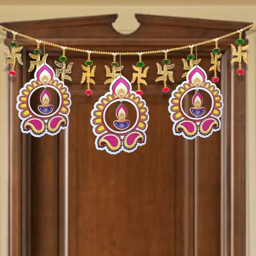 Paper Hanging Rangoli Deepak for Diwali Decoration Pack Of 5