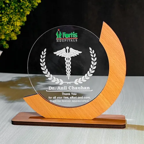 Corporate Wooden & Acrylic Round Trophy