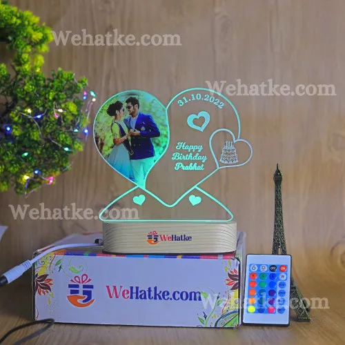 Customized Heart couple lamp with photo