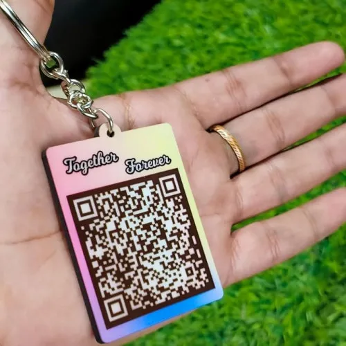 Double Side Keychain With QR And Image