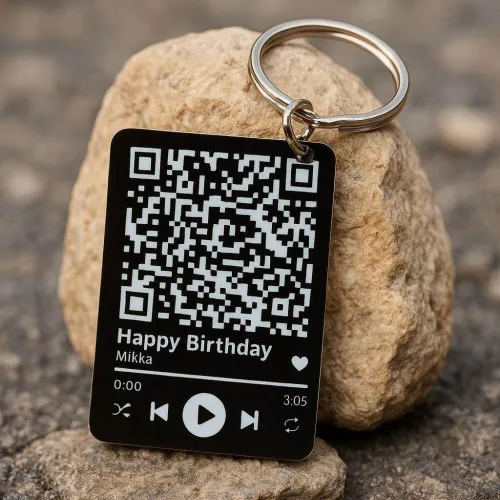 Custom MDF QR Code Keychain
