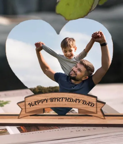 Heart-Shaped Wooden Photo Frame for Dad