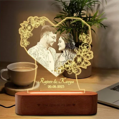 Heart Glow Personalized LED Couple Photo Lamp