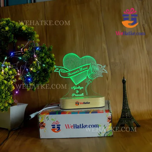 3d heart rose 3d illusion lamp