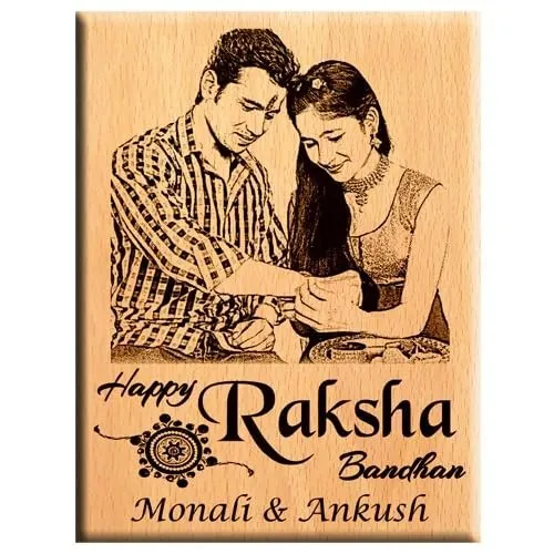 Customized wooden Engraved frame Gift For Rakhi