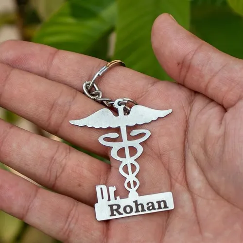 Doctor logo metal keychain With Name