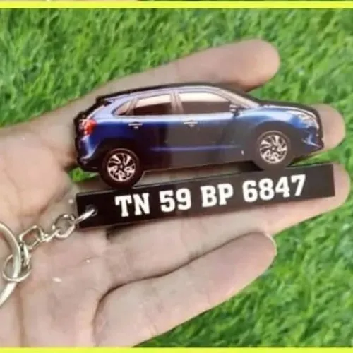 Customized car keychain with photo and number