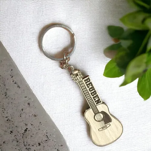 Customized Wooden Guitar keychain with name