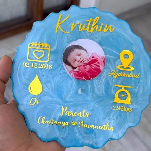 Resin Baby Birth Plaque with Name, Photo & Details