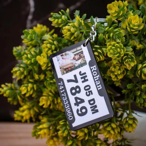 Customized Sublimation Bike & Car Number Plate Keychain With Photo